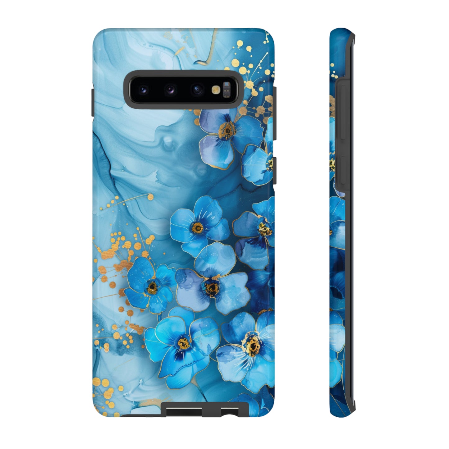 Forget Me Nots Gold Color Splash Floral Design Phone Case