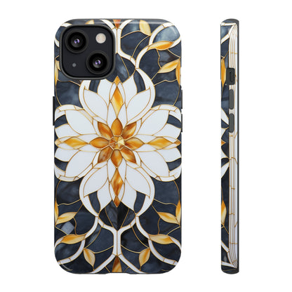 Art Deco Floral Gold & Blue Mosaic