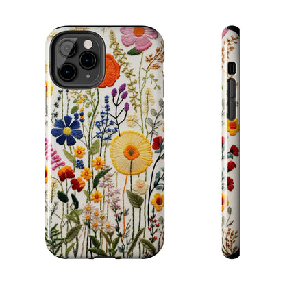 Wildflowers Floral Embroidery iPhone Case