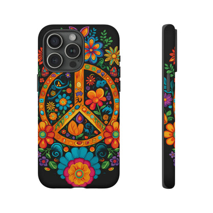 Peace Sign Embroidery Floral Hippie Style Phone Case