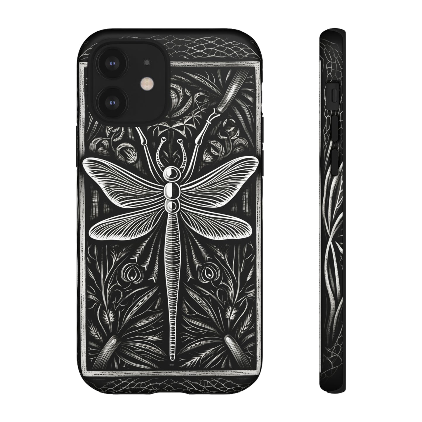 Vintage Woodcut Style Dragonfly Art