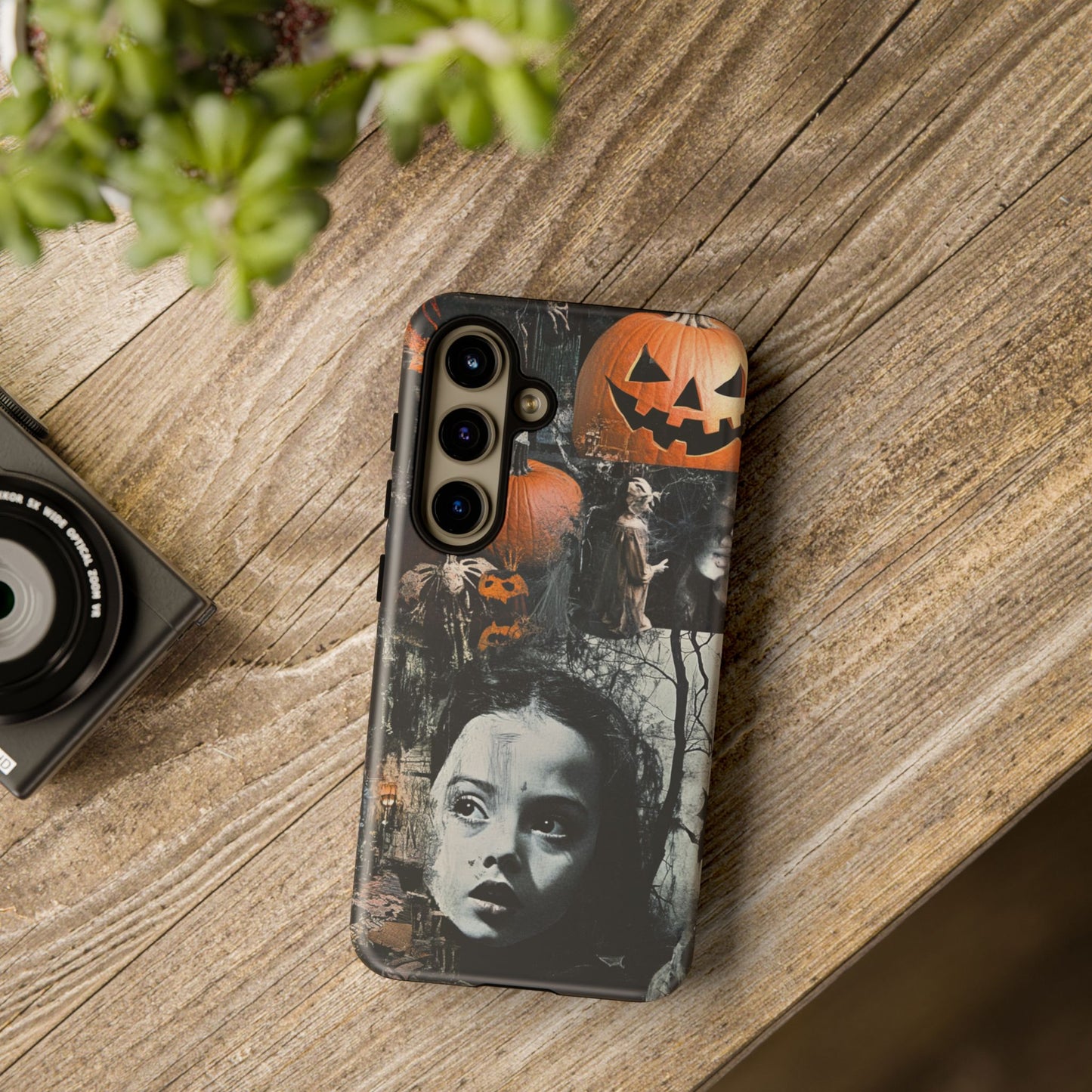 Vintage Halloween Collage Wednesday Goth Style Jackolantern Spooky Phone Cover