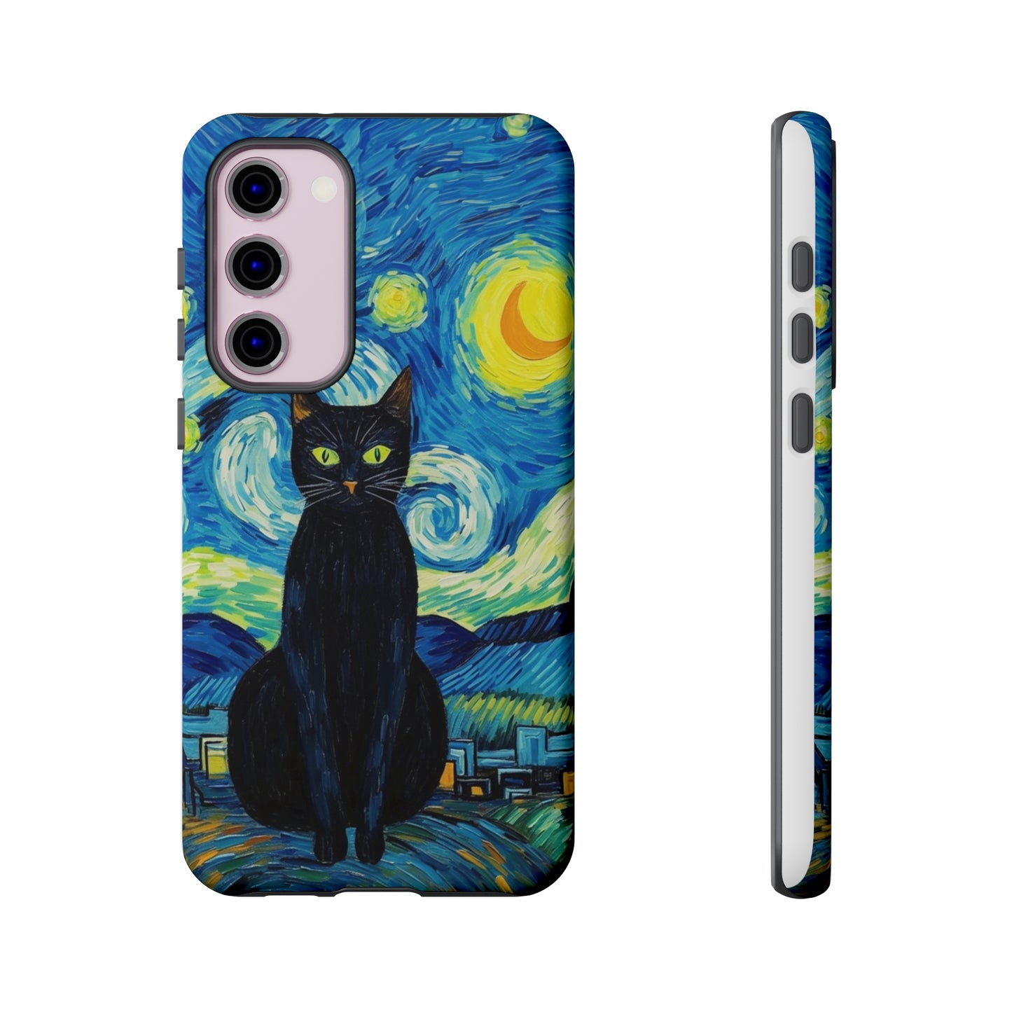 Starry Night Van Gogh Black Cat iPhone, Samsung Galaxy, Google Pixel  Case | Embrace Artistic Whimsy and Feline Charm