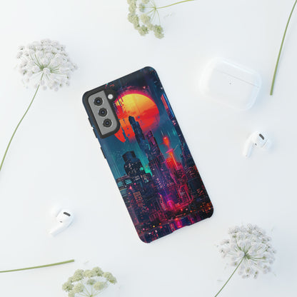 Cyberpunk Full Moon Cityscape Phone Case