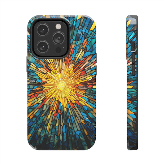 Stained Glass Sunburst Magic Tough iPhone Case - Front View