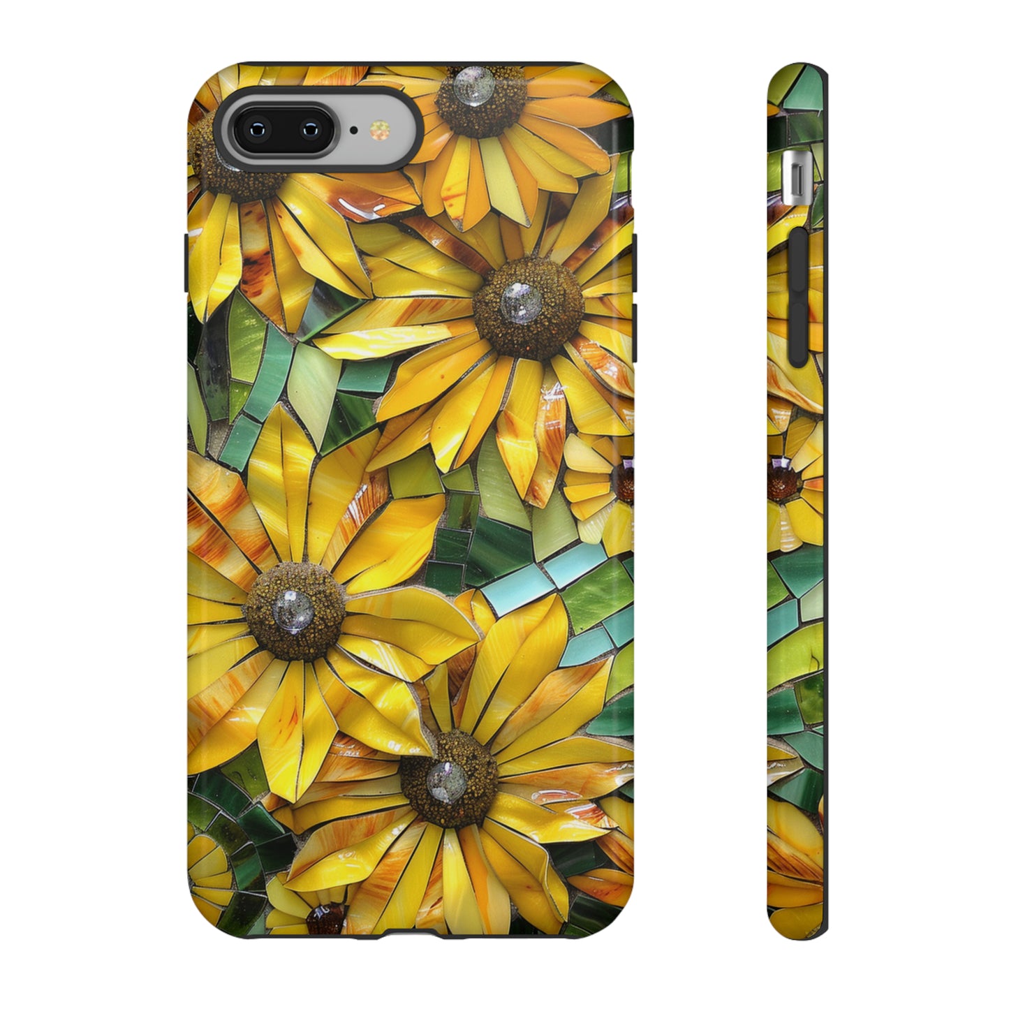 Yellow and Gold Daisy Mosaic Stained Glass Phone Case for iPhone 15, 14, Pro Max, 13, 12 & Samsung Galaxy S23, S22, S21, Google Pixel