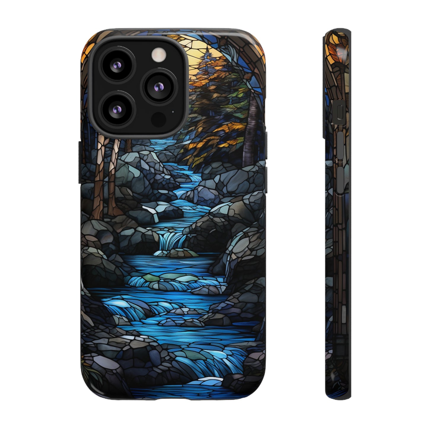 Stained Glass Stone Bridge and River Art Phone Case