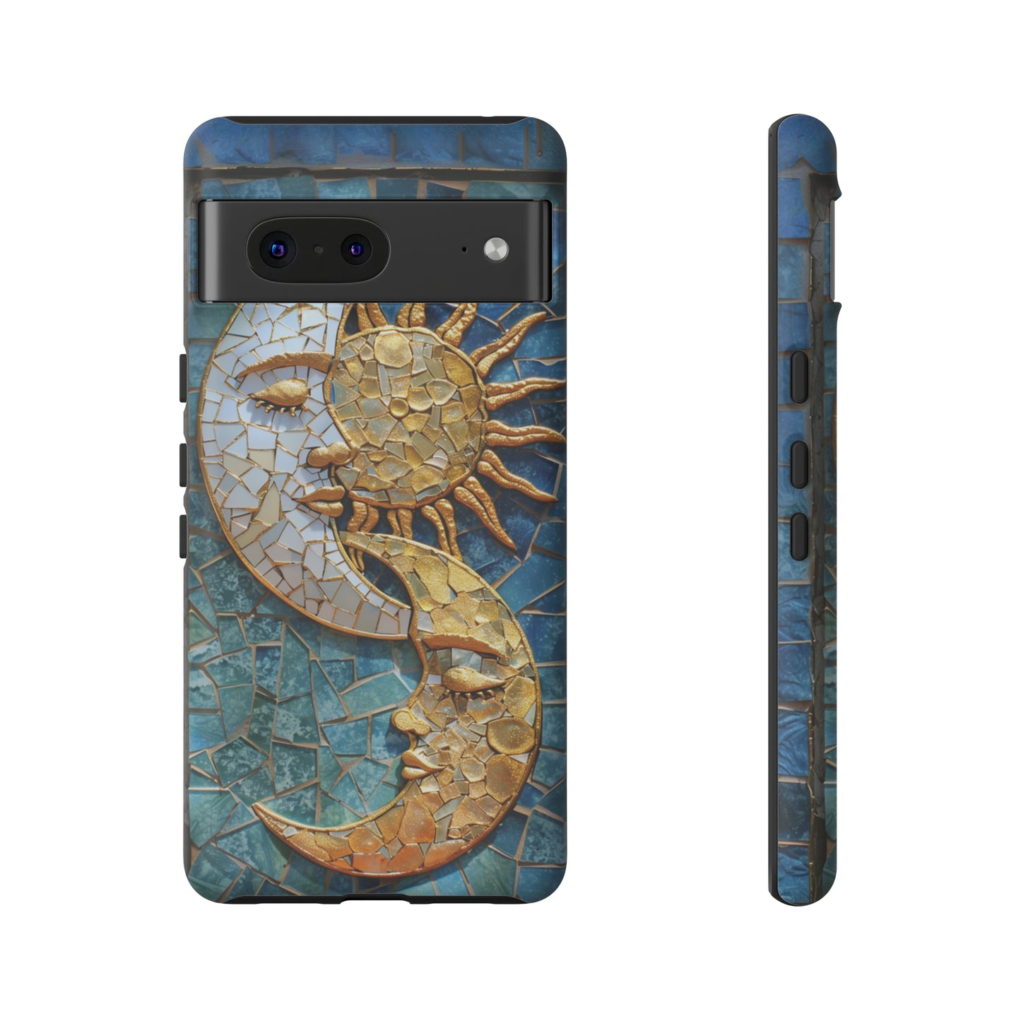 Boho Sun and Moon Mosaic Tile Stained Glass Phone Case