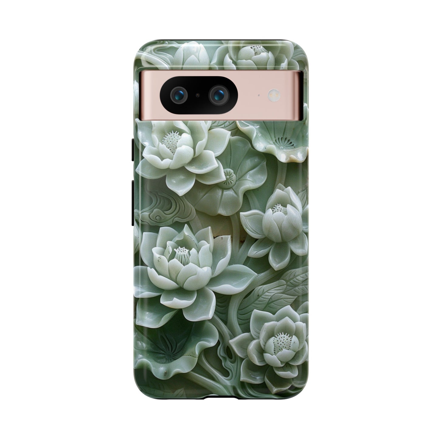 Green Jade Lotus Floral Art Phone Case