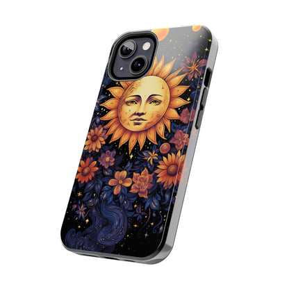 Cosmic Blooms: Floral Sun, Moon & Stars iPhone Case - Where Celestial Meets Botanical