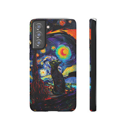 Starry Night Black Cat Van Gogh Painting Art Phone Case