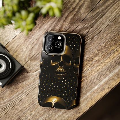 iPhone Tough Case | Dark Decadence: Gothic Gold Skulls and Studs  | Unveil Your Edgy Elegance