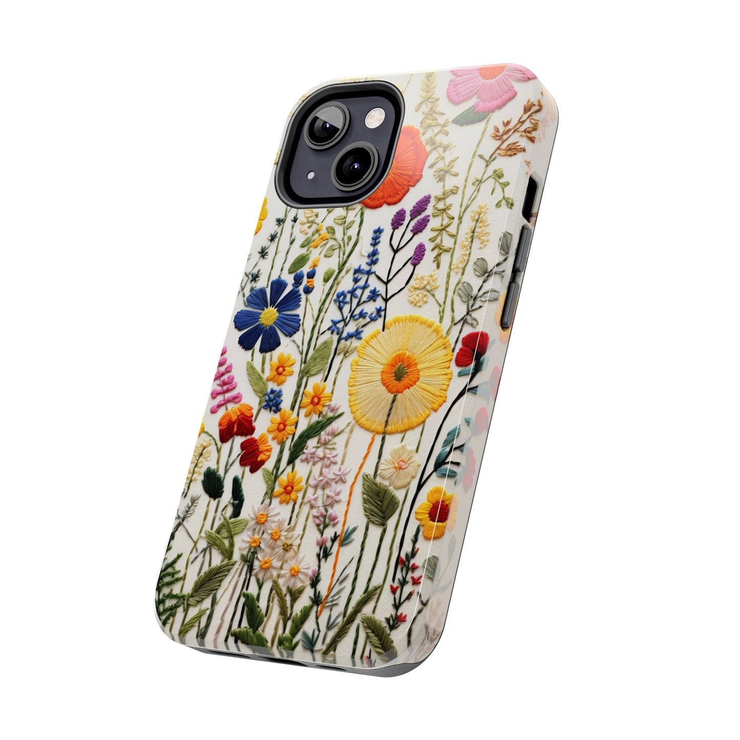 Wildflowers Floral Embroidery iPhone Case