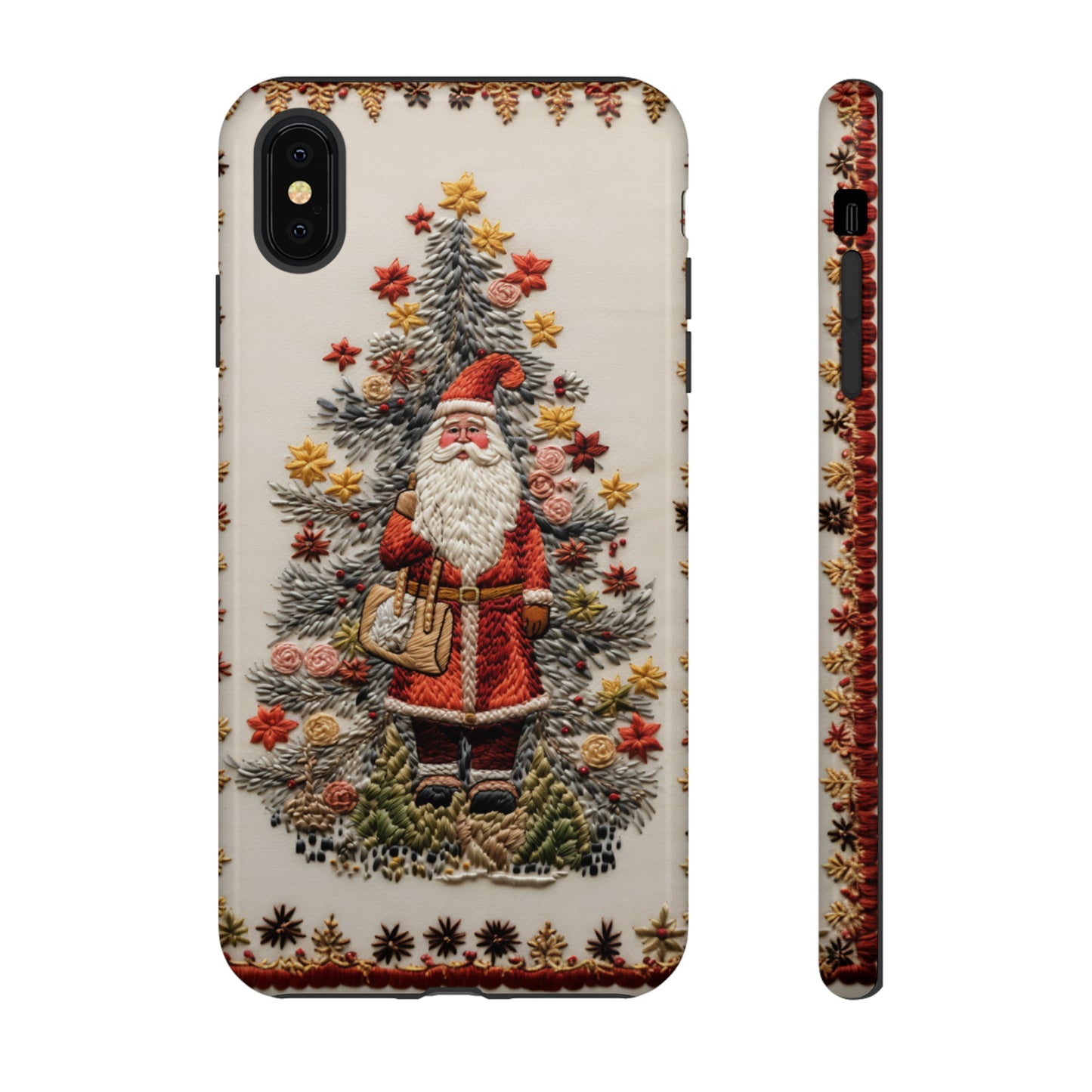 Vintage Embroidery Christmas Santa Phone Case