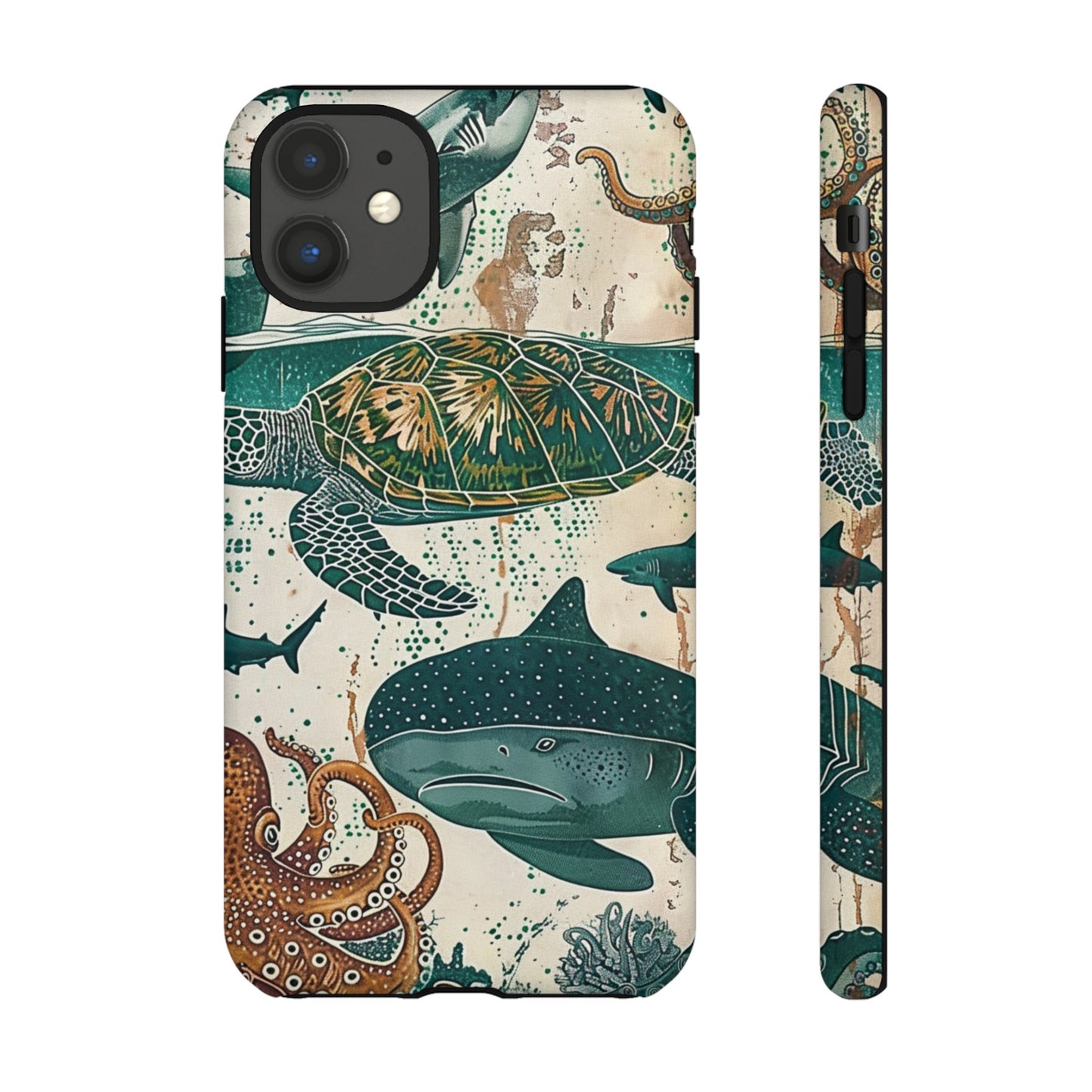 Undersea World Shark, Turtle, Manta Ray Phone Case