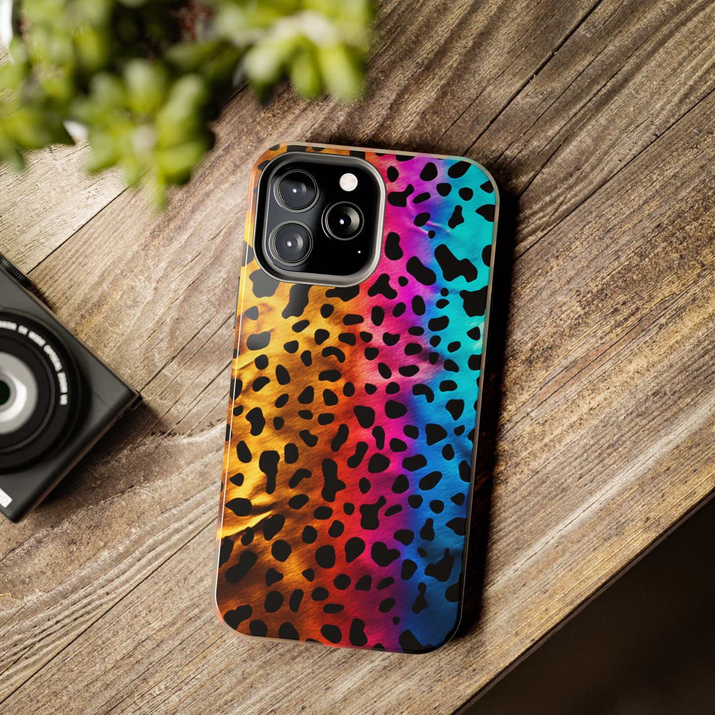 Kaleidoscopic Wild: Psychedelic Rainbow Leopard Print | Dazzling iPhone Case