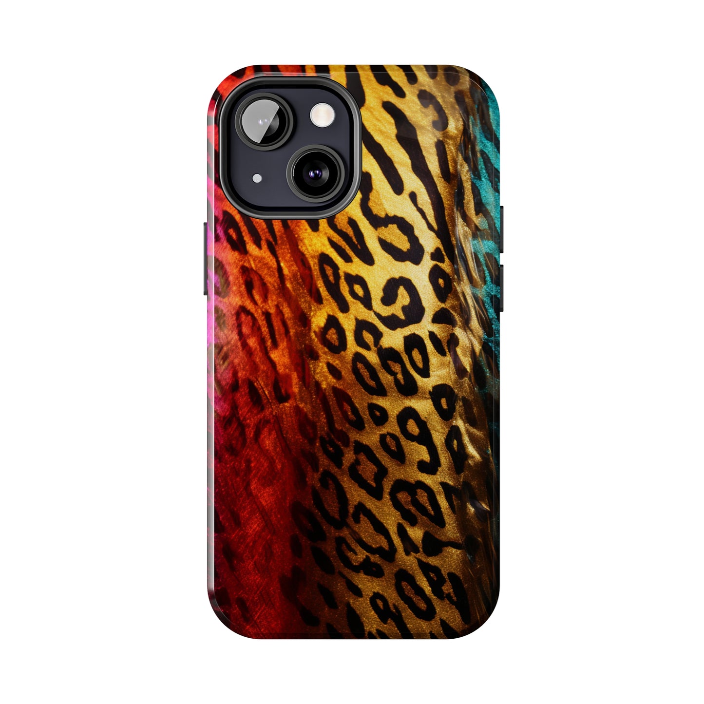 Kaleidoscopic Wild: Psychedelic Rainbow Leopard Print | Dazzling iPhone Case