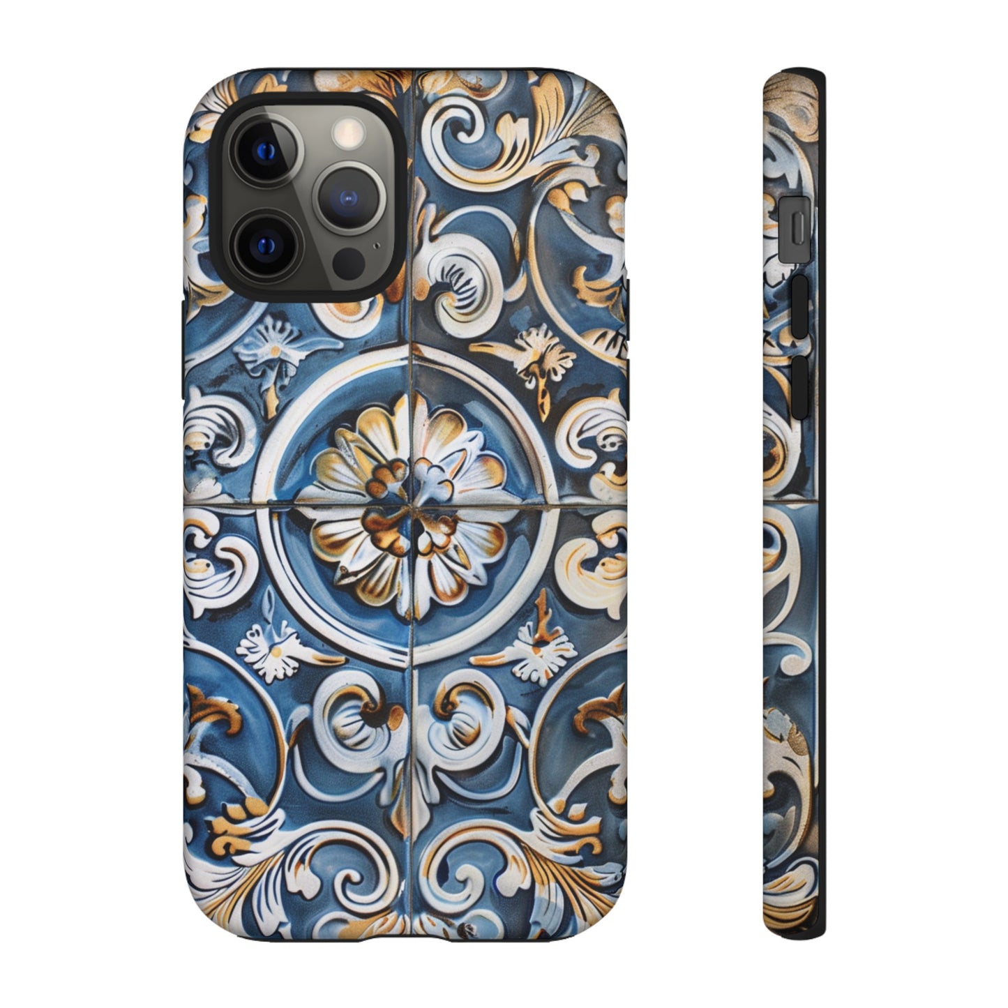 Azulejo Porcelain Blue & Creamy White Tile Mediterranean Design Phone Case