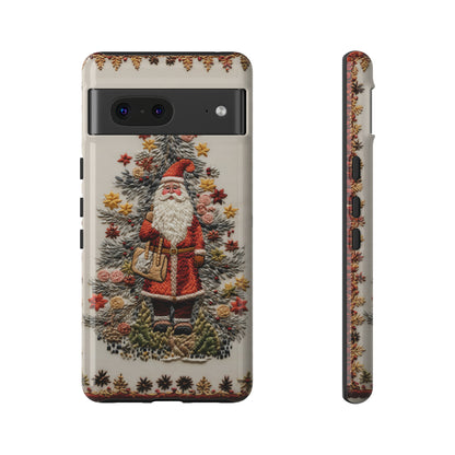 Vintage Embroidery Christmas Santa Phone Case