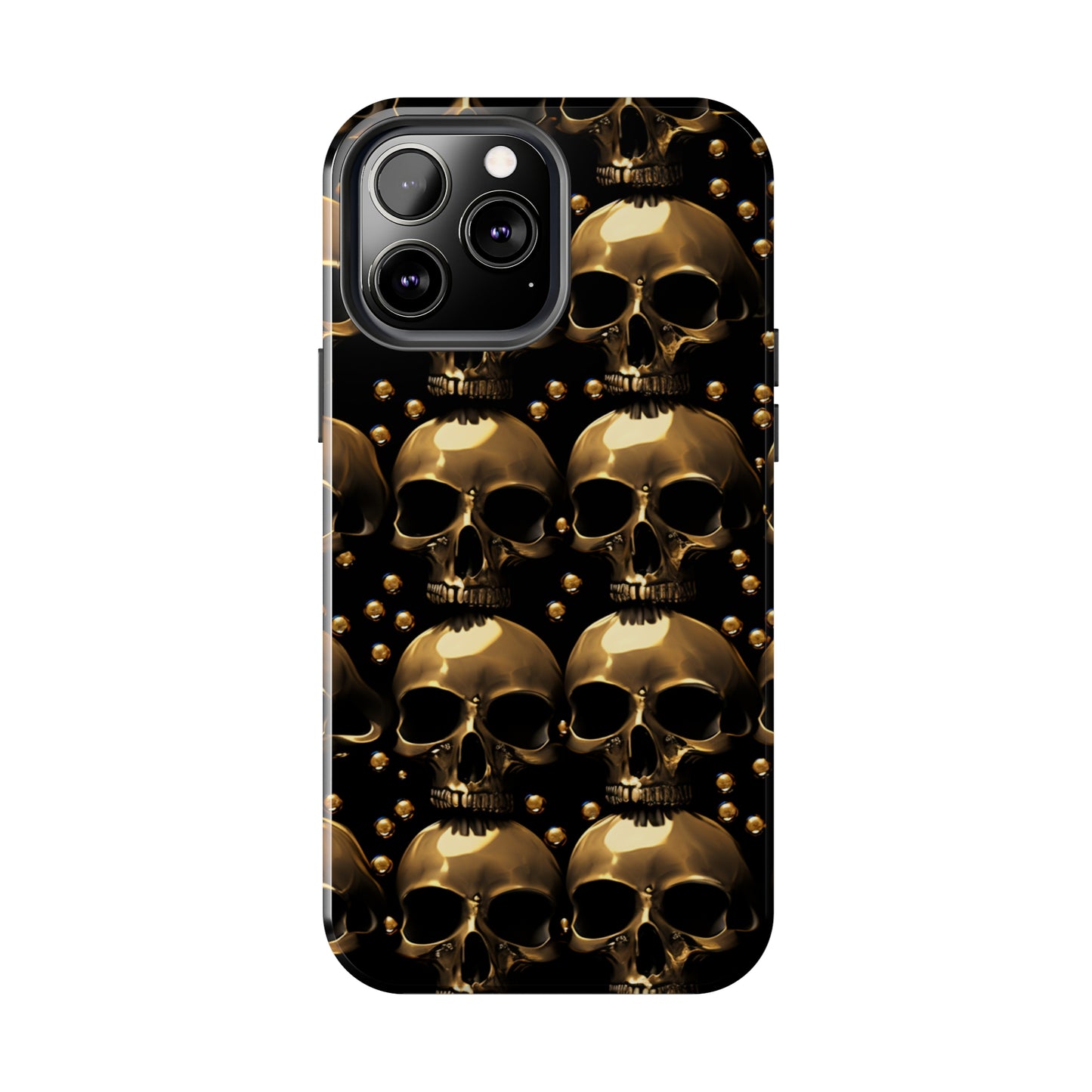 iPhone Case Golden Enigma: Where Goth Meets Glamour | Gold Skulls iPhone Tough Case