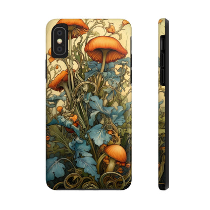 Vintage Mushroom iPhone Case Floral Aesthetic Art Nouveau Retro Phone Tough Case iPhone 14 Plus 13 12 7 8 SE Hippie Boho Style