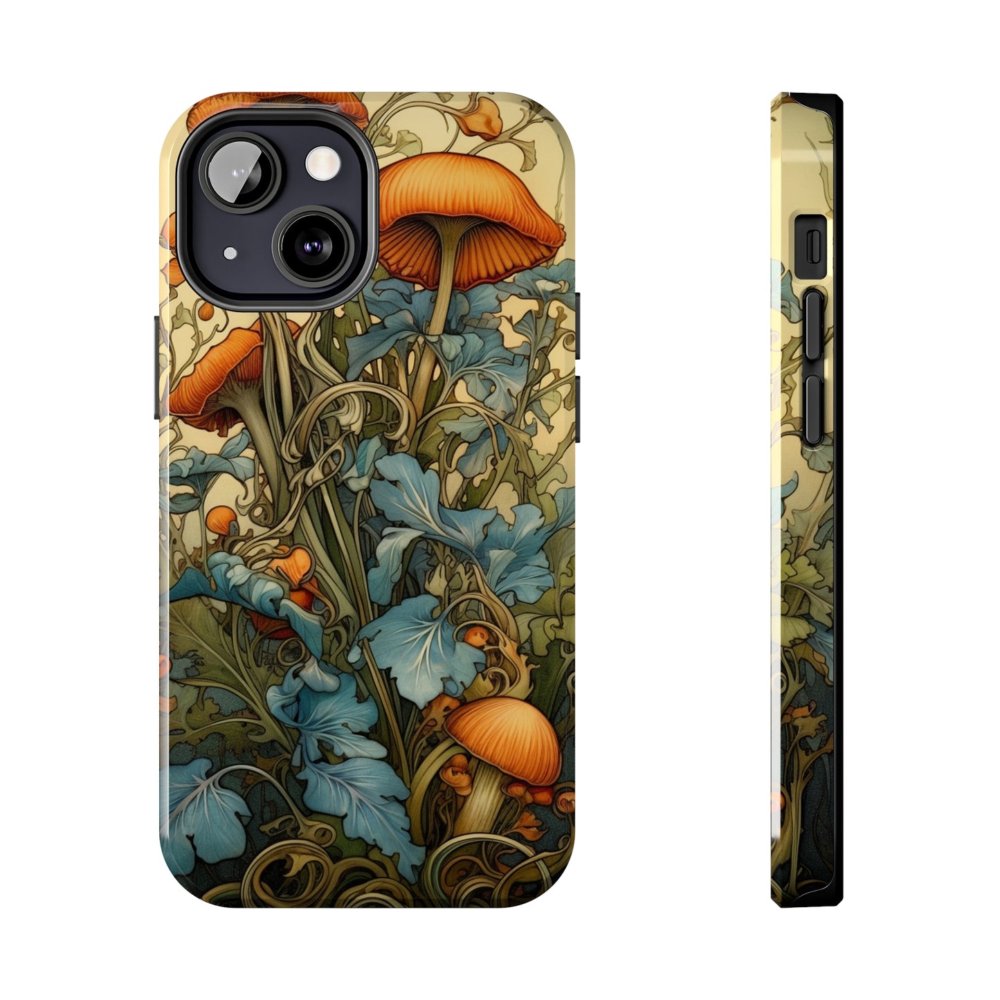 Vintage Mushroom iPhone Case Floral Aesthetic Art Nouveau Retro Phone Tough Case iPhone 14 Plus 13 12 7 8 SE Hippie Boho Style