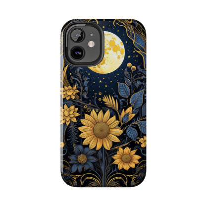 Starry Night Boho Meets Cottagecore: Floral Sun, Moon & Stars iPhone Case