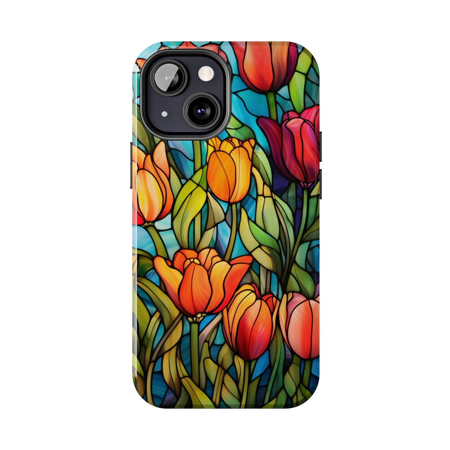 Stained Glass Tulip Floral Aesthetic iPhone Case | Embrace the Beauty of Nature in Full Bloom