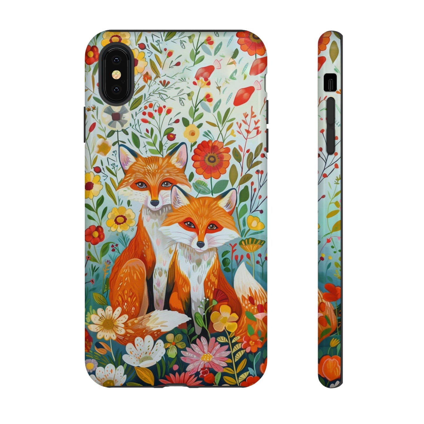 Foxes in the Floral Garden Phone Case