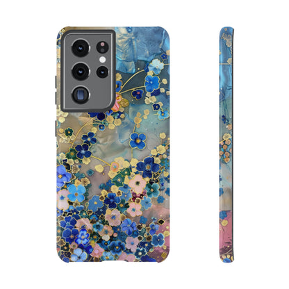 Forget Me Nots Gold Color Splash Floral Design Phone Case