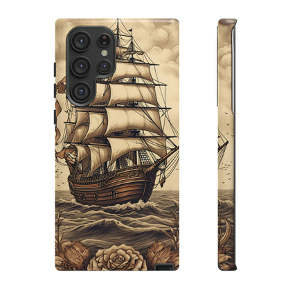 Vintage Tattoo Style Pirate Ship Phone Case