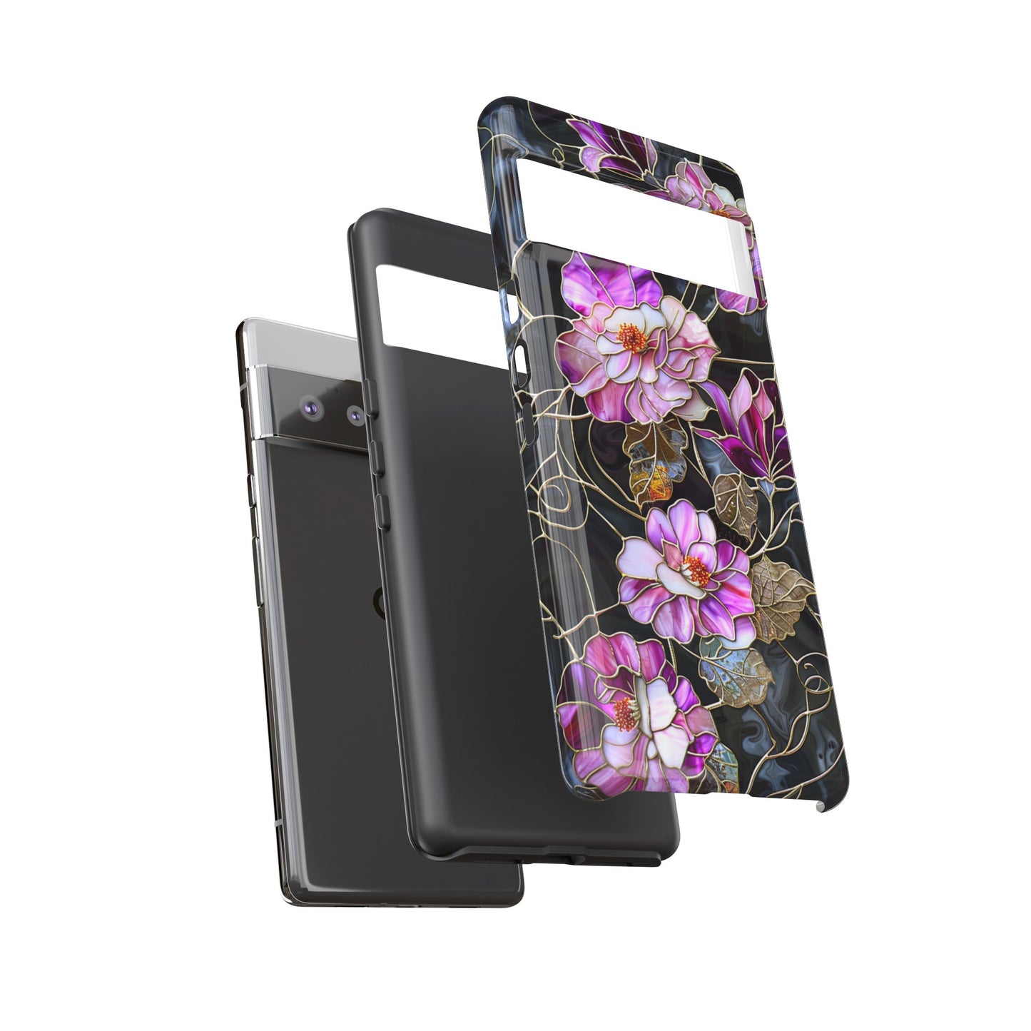 Magenta Color Floral Stained Glass Phone Case