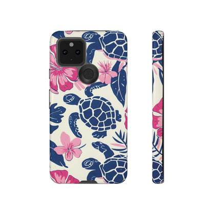 Undersea Floral Blue Sea Turtle Phone Case