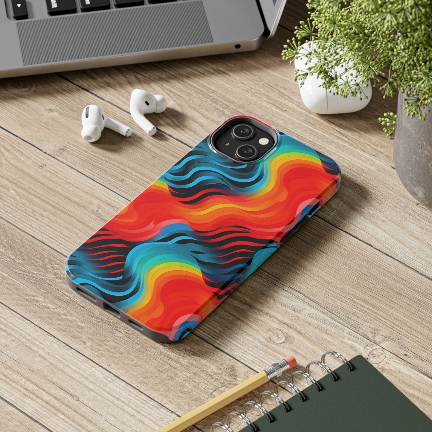 Color Splash Wave Pattern Tough iPhone Case | Embrace Vibrant Style and Reliable Protection