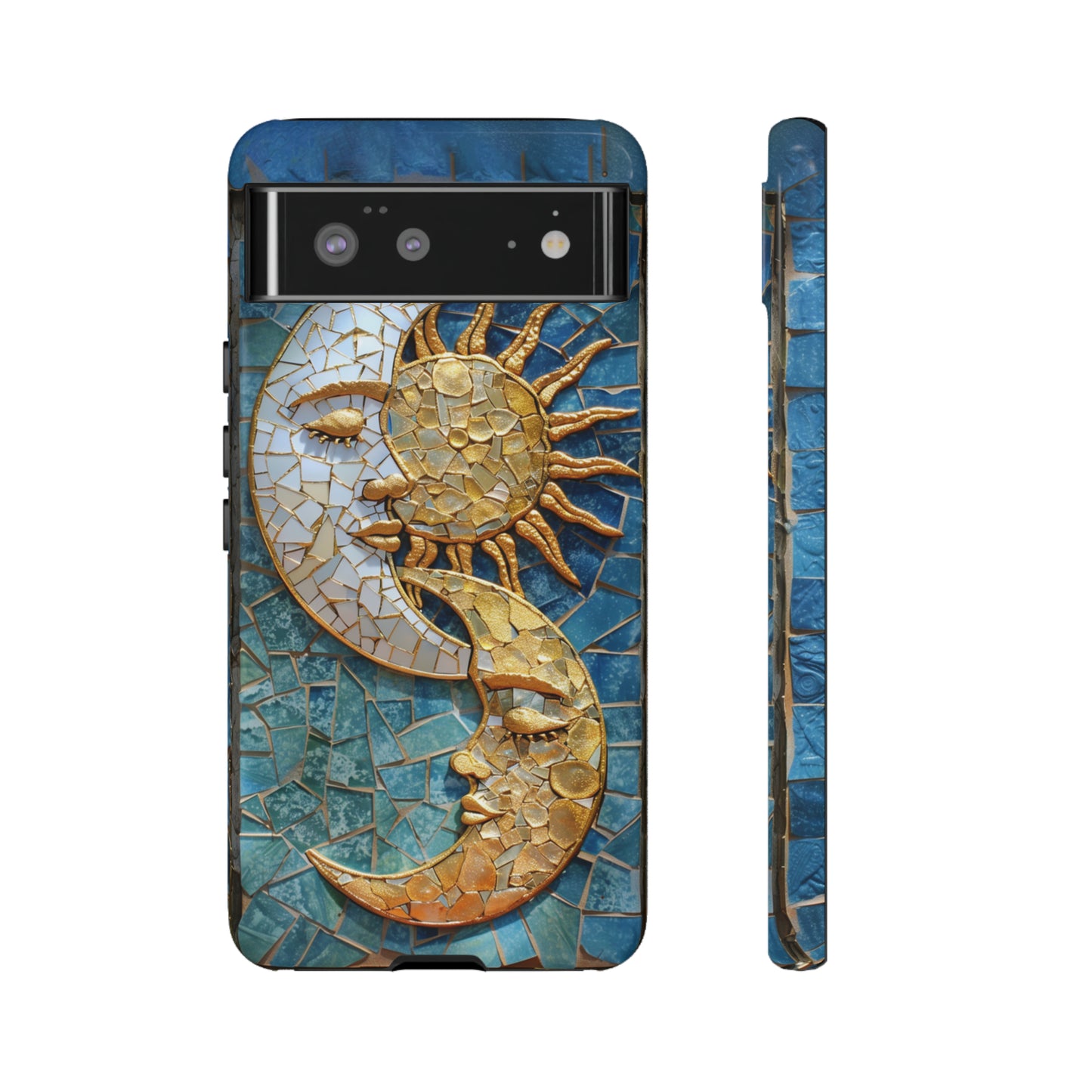 Boho Sun and Moon Mosaic Tile Stained Glass Phone Case