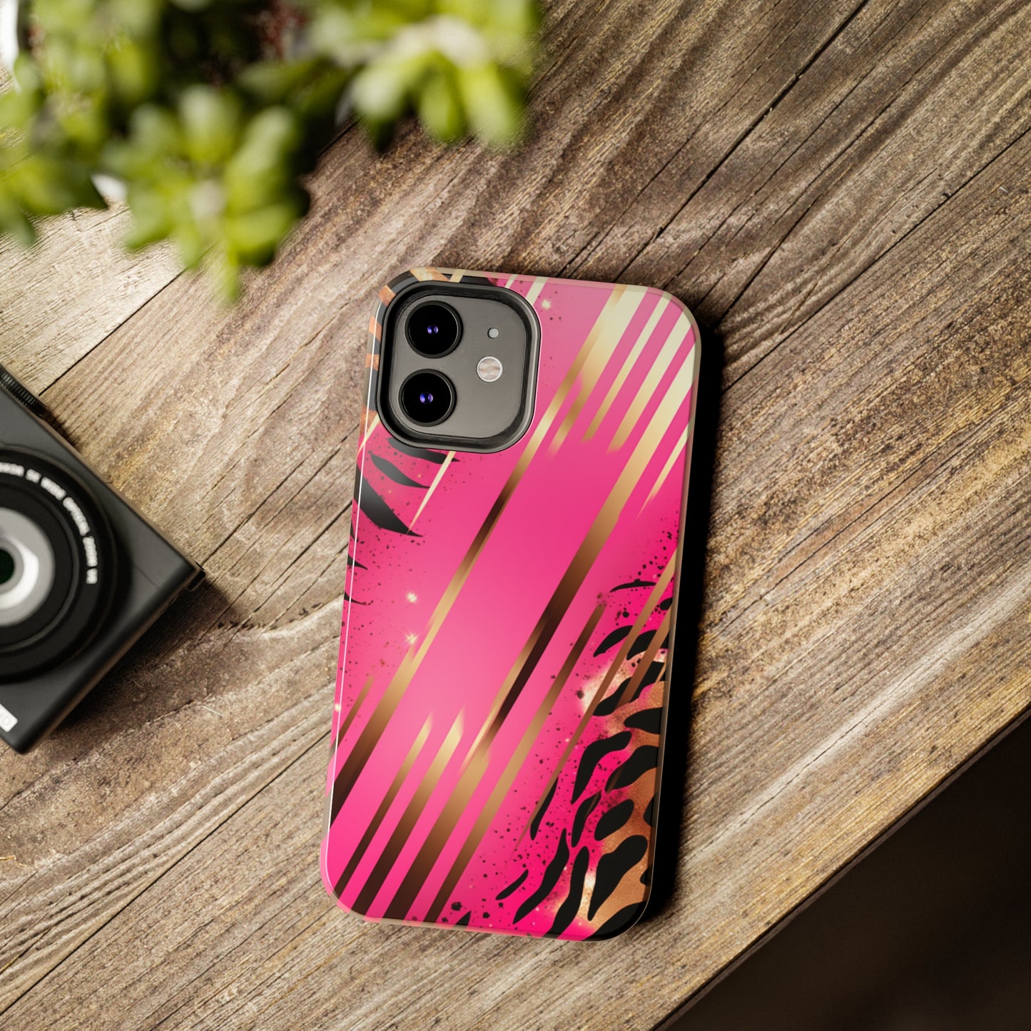 Elegant Wilderness: Pink & Gold Tiger Stripes | Mesmerizing Lush iPhone Case