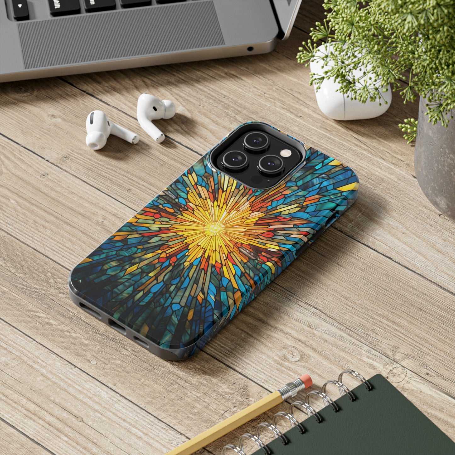 Stained Glass Sunburst Magic | Tough iPhone Case | Embrace Vibrant Style and Reliable Protection