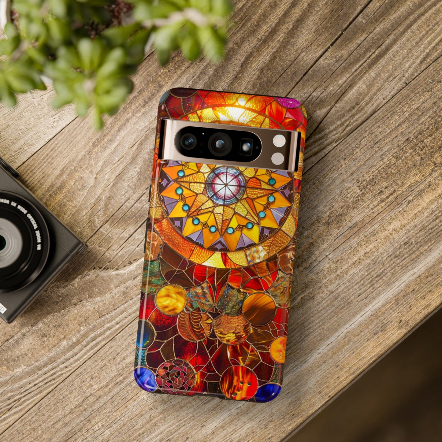 Cosmic Stained Glass Mandala Phone Case