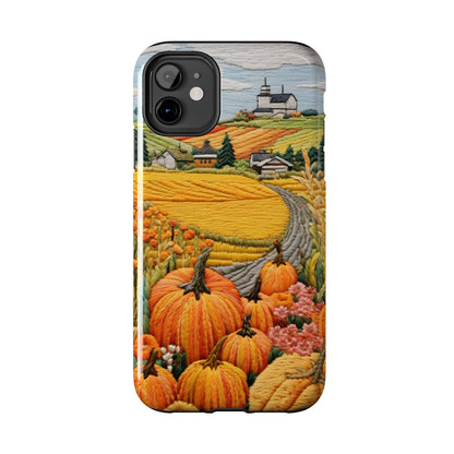 Harvest Hues: Halloween Pumpkin Patch | Embroidered Landscape for iPhone Range