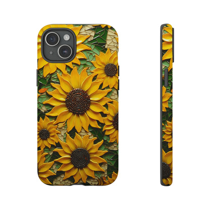 Sunflower Floral Color Explosion Mosaic Glass