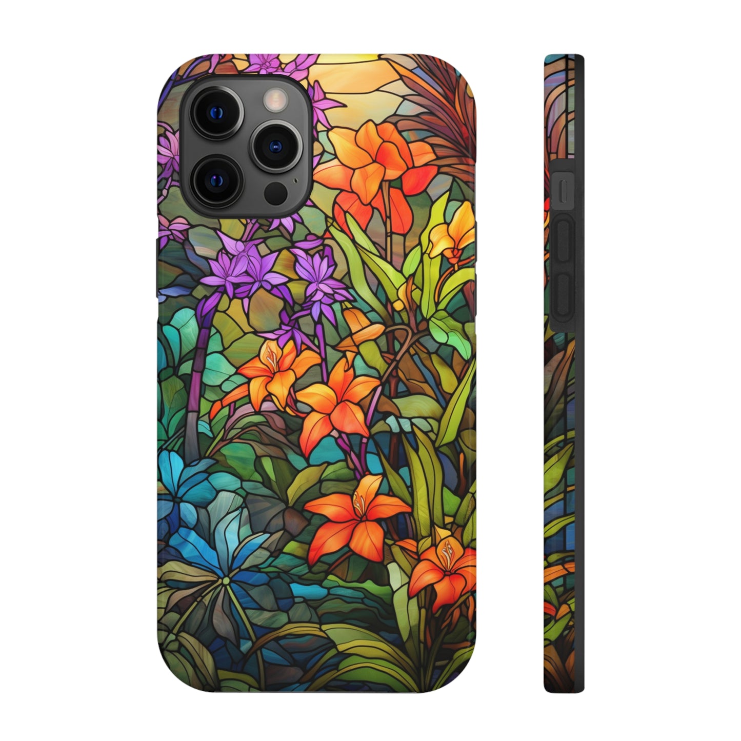 Stained Glass Phone Case Floral Aesthetic Art Nouveau Retro Samsung Galaxy Phone Tough Case iPhone 14 Plus 13 12 7 8 Se Hippie Boho