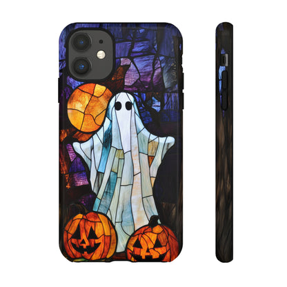 Stained Glass Halloween Ghost and Jack-o'-Lanterns Phone Cover