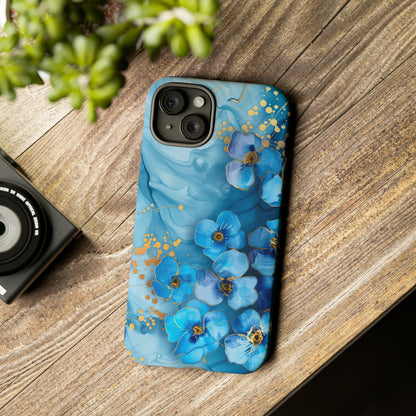 Forget Me Nots Gold Color Splash Floral Design Phone Case