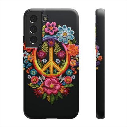 Peace Sign Embroidery Floral Hippie Style Phone Case