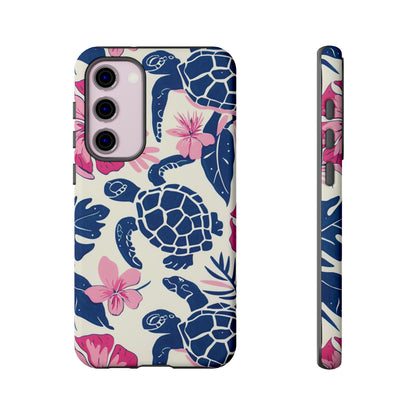 Undersea Floral Blue Sea Turtle Phone Case