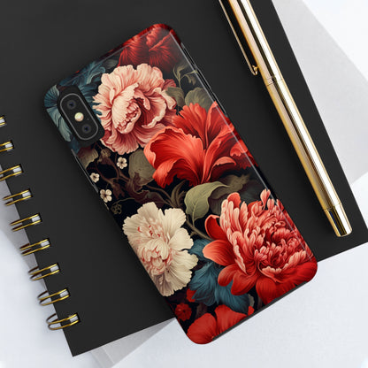 Vintage Floral Aesthetic Phone Tough Case Antique Print for iPhone 14 11 Pro 12 13 XR XS X 7+ 8 Boho Nature Flowers Cottage Core