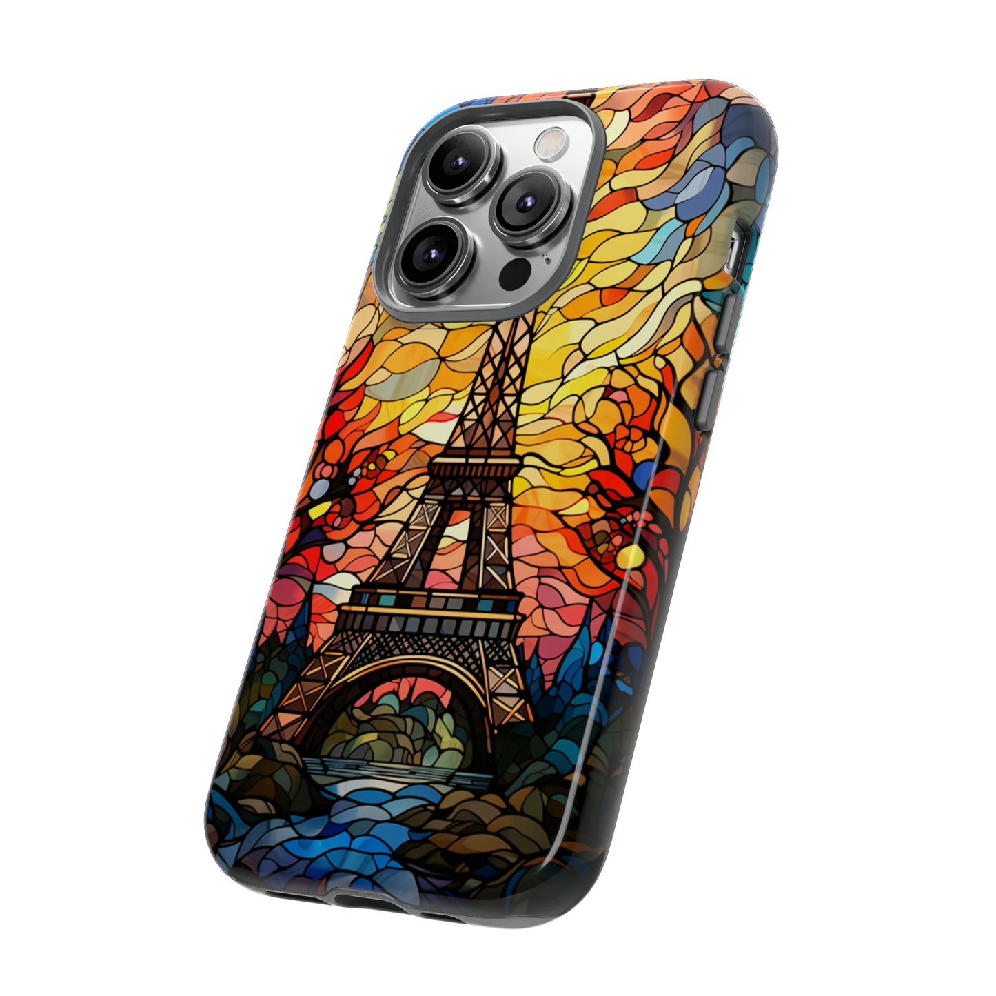 Parisian Elegance: Stained Glass Eiffel Tower | Artistic Flair iPhone Case for iPhone Models 11 through 14 Pro Max, Samsung Galaxy, and Google Pixel