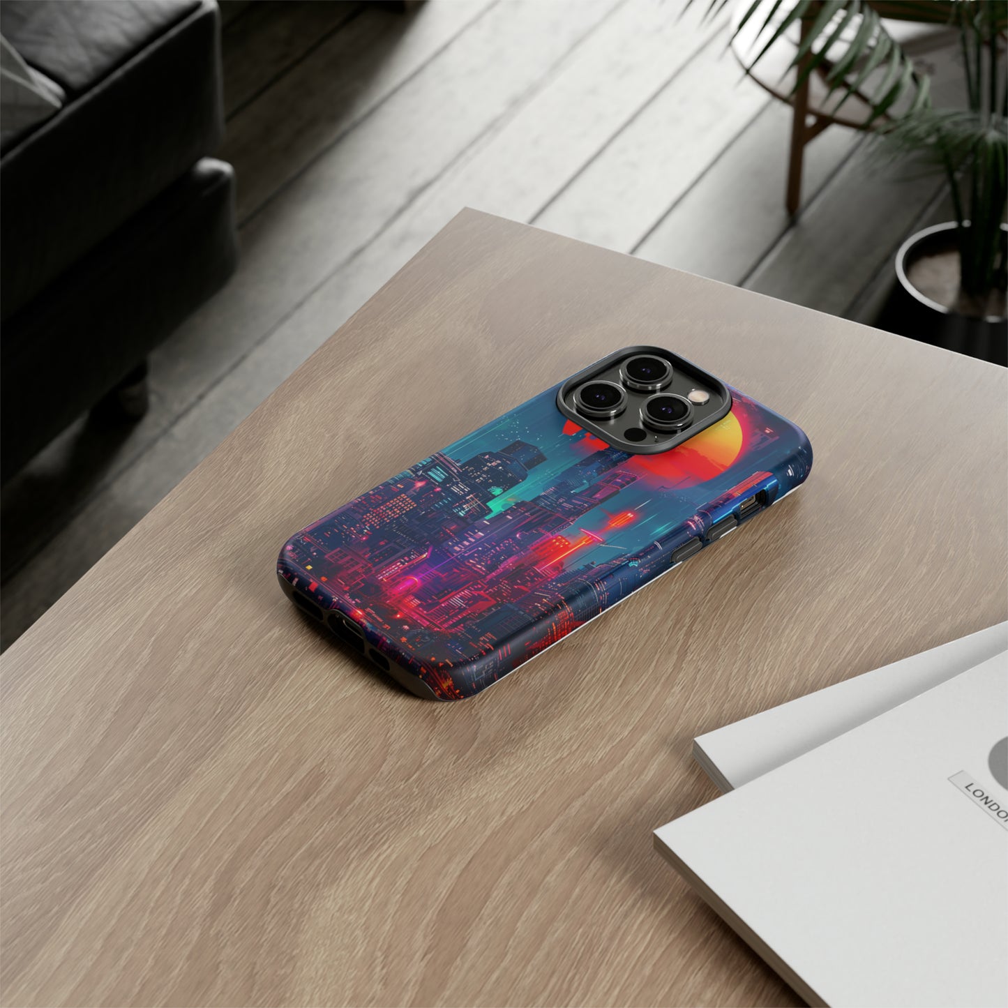 Cyberpunk Full Moon Cityscape Phone Case