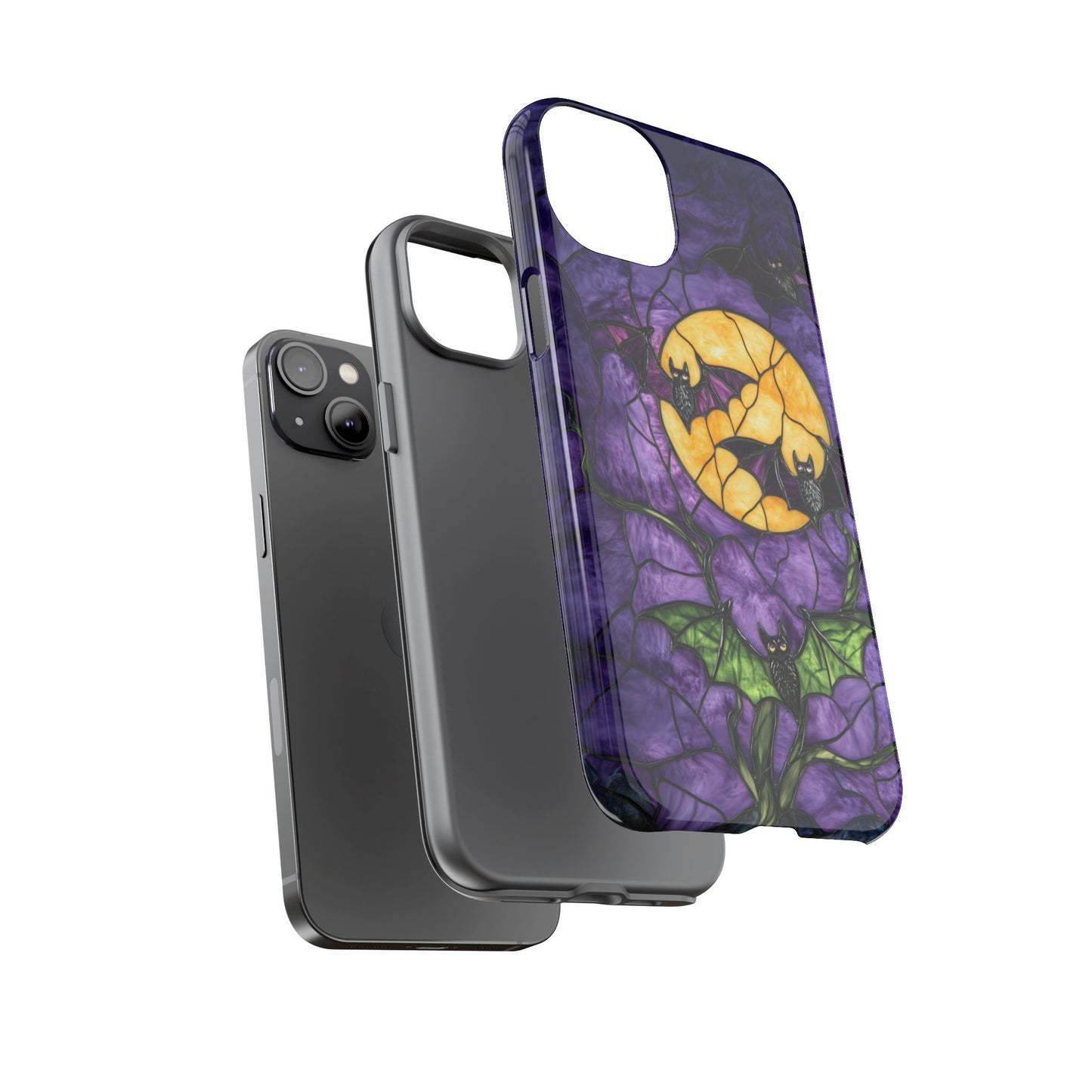 Full Moon Stained Glass Style Halloween Bats Phone Case