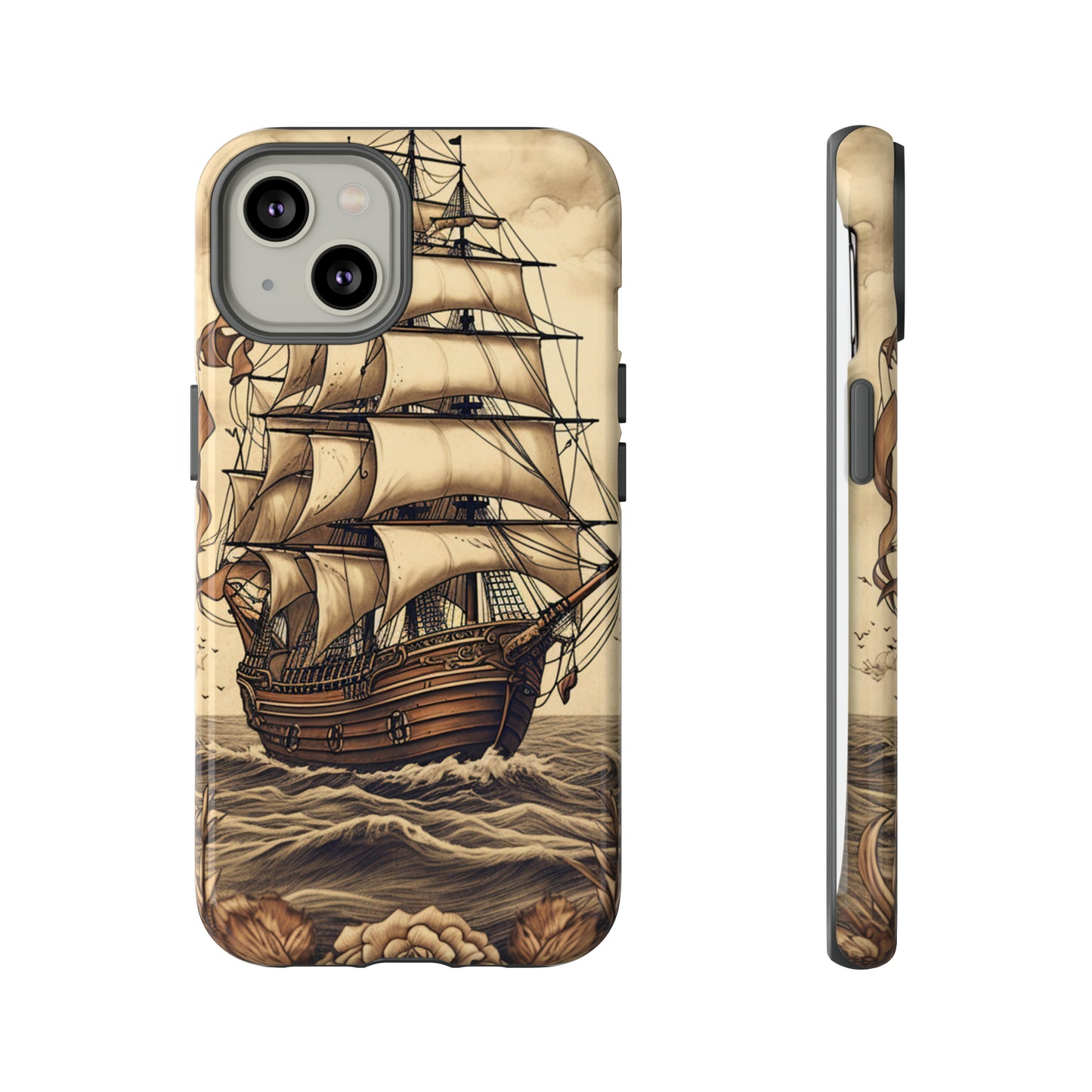 Vintage Tattoo Style Pirate Ship Phone Case